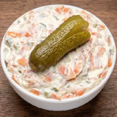 Salpicão com pepino em conserva